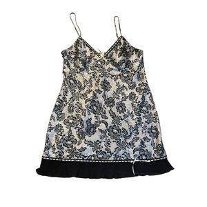 gilligan o'malley dainty y2k black white lace feminine‎ slip dress sz L coquette